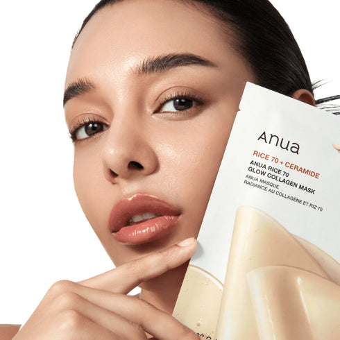 Sheet mask ANUA Rice 70 Glow – 70% rice water, ceramide şi colagen pentru ten radiant